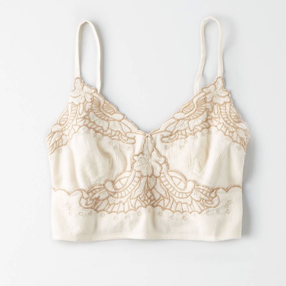 NWT AE embroidered corset crop top